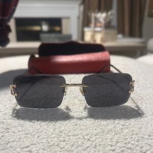 Cartier Rectangular Sunglasses with Gold Accents